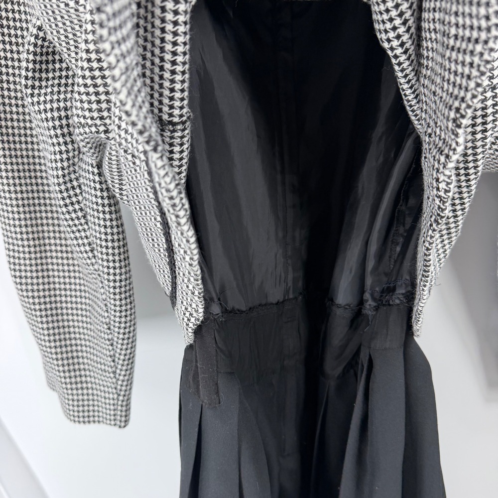 FTLTD vintage 90s Houndstooth Midi Dress Scalloped Trim Size 16 Black White - Picture 8 of 10